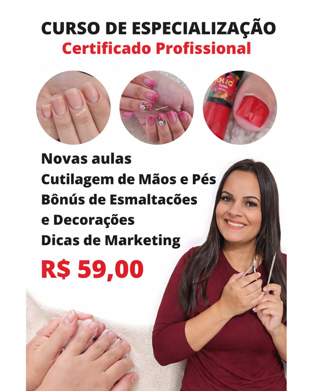 Curso de Especialização para Manicure certificado por Faby Cardoso
